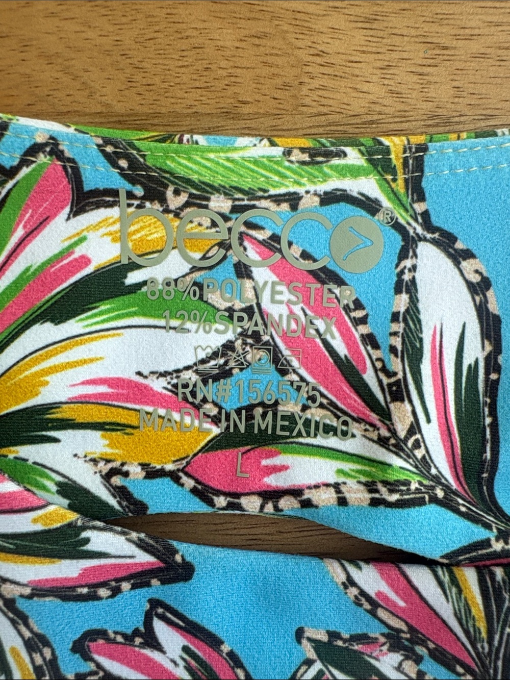 BECCA Blue Tropical Leaf Crop Top - Picture 4 of 6